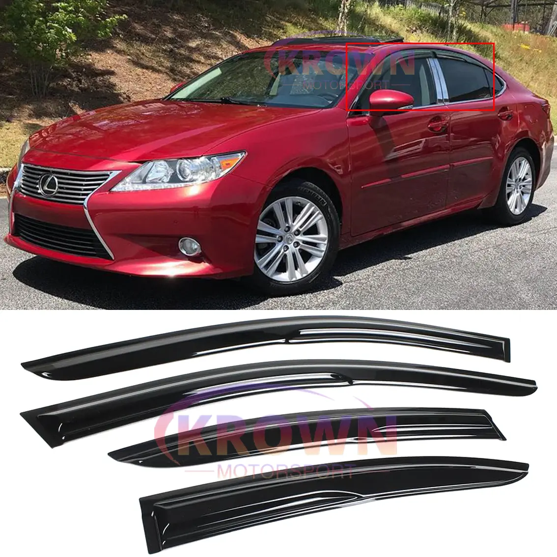 FOR 2013-2018 LEXUS ES350 ES300h JDM 3D WAVY MUGEN STYLE WINDOW VISOR RAIN GUARD