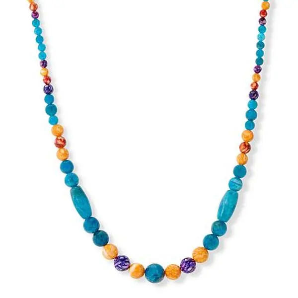 Mine Finds by Jay King Blue Apatite and Spiny Oyster Shell Beaded Necklace