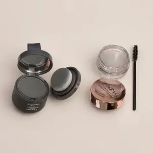 Hairline Powder & Eyebrow Setting Cream Bundle, Dark Brown Or Coffee Brown Powder with Clear Eyebrow Styling Cream, Lightweight Hairline Powder and Long-lasting Brow Gel, Brow Setter, Cosmetic