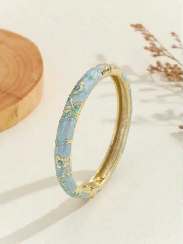 Women 1pc Leaf Decor Bangle Bracelet Jewellery