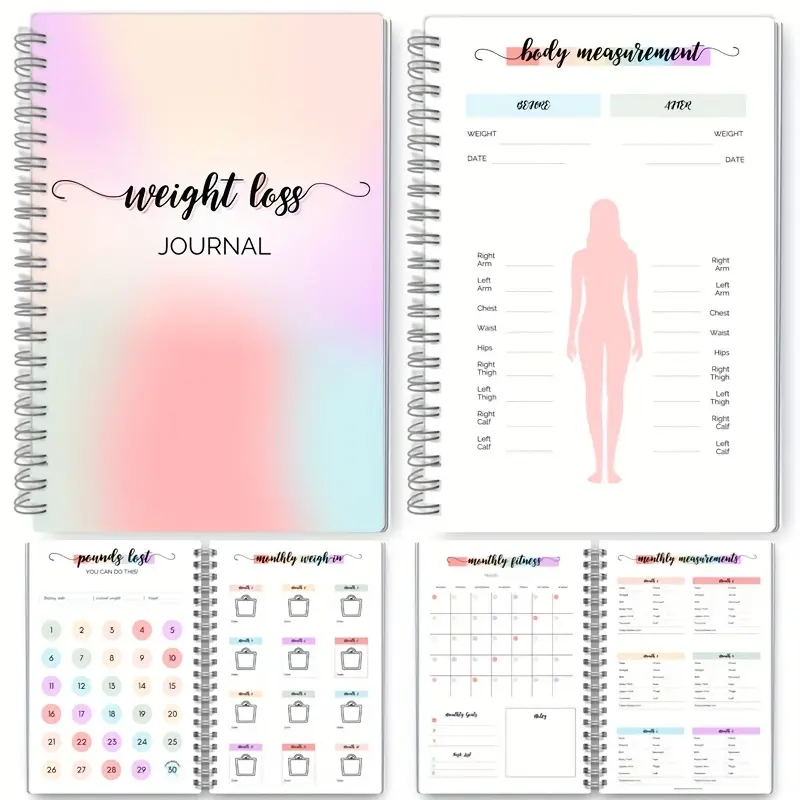 "A5 Weight Loss Diary" | Daily Record and Weekly Exercise, Track Goals and Successful Achievement, Weight and Body Measurement Tracker