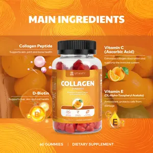 [Vitanity] Collagen Gummies for Adults – skin, hair & nail support, beauty supplement with vitamins and antioxidants, vegan, gluten-free, 60 gummies