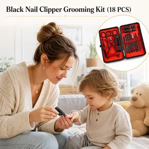 Black 18-Piece Nail Clipper Set, Slanted Nail Clippers And Eyebrow Tweezers Set, Manicure And Nail Care Tools, Salon-Grade, Family Nail Care Tool Kit, Compact, Portable, And Multifunctional