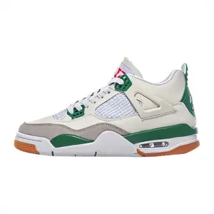 2026 New Arrival OffWhite Green Geometric CutOut HighTop Sneakers, Classic Casual Basketball Shoes, Gum Rubber Sole Cushioning Street Trainers, Versatile Sports & Daily Commute Footwea
