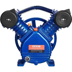 VEVOR Air Compressor Pump Head, 10HP 17.5CFM 90PSI, 3 - Cylinder Oil Lubricated Air Compressor Piston Pump Head, Dual Stage V - Type Cast Iron Replacement with Max. 185PSI Pressure
