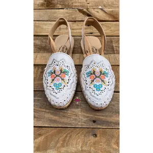 Iride Sequin Blanca - White Embroidered Sequin Leather Lace Ups sparkly chanclas school Shoe Footwear