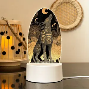 Wolf Art LED Night Light, USB Powered Acrylic Lamp, Decorative Lamp, Gentle Lighting for Bedroom & Study, Enhances Creative Spaces, Unique Artistic Ambiance