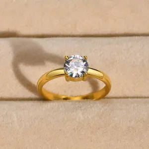 RINGLUX - 2mm Cubic Zirconia Engagement Ring for Women, Eleganet Oval CZ Stone Stainless Steel Wedding Gift