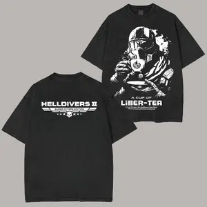 Anime Lover Helldivers New Model Washed T-shirt Year round clothing personality Clothes Plus Size Unisex Y2k Short1 high quality