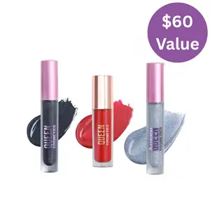 Queen Cosmetics Sinister Kiss Set - Glossy Lipsticks with Mirror-Like Finish & Color-Shifting Effects - Vegan Cruelty-Free