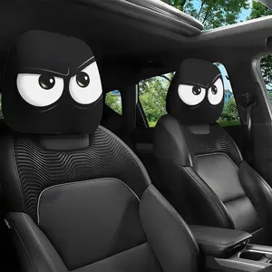 2 Angry Cartoon Eye Car Headrest Covers, Car Interior Decoration, Easy Installation, Long Drive Fatigue Relief, Ideal Christmas Gift for Car Lovers