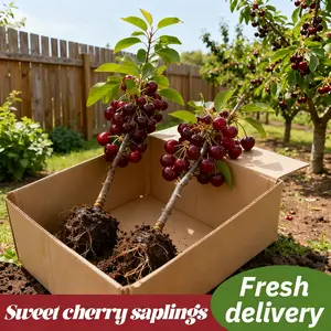 Non-GMO Cherry Live Plant Seedlings – Farm Grown Fruit Tree Starter for Home Gardens, Patio Containers & Backyard Orchards, Fast Growing High Yield