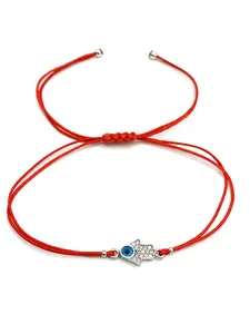 Evil Eye Bracelet Red String Hmasa Bracelet 925 Sterling Silver Zirconia Crystals#90060
