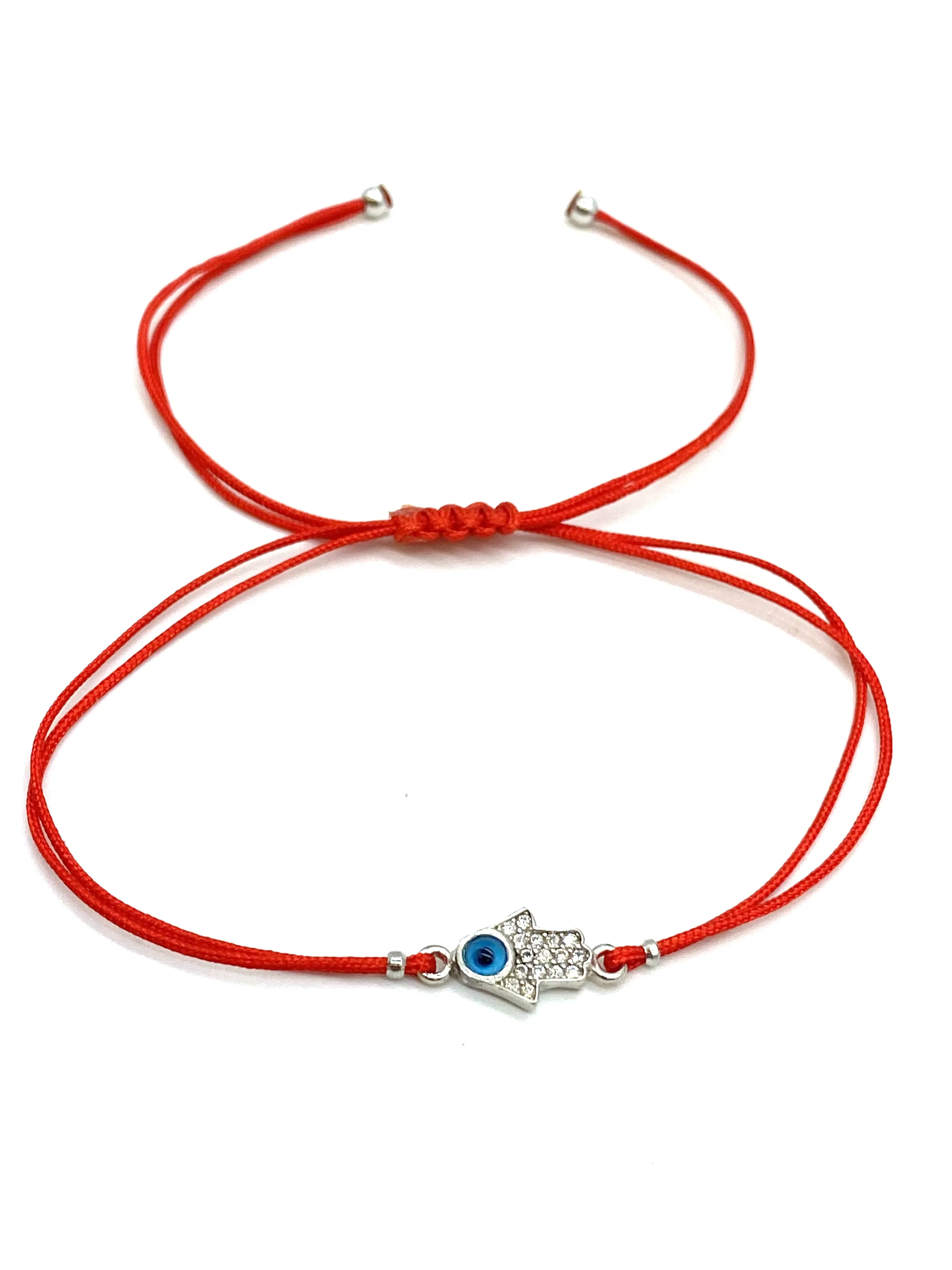 Evil Eye Bracelet Red String Hmasa Bracelet 925 Sterling Silver Zirconia Crystals#90060