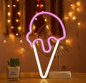 Ice Cream Neon Light, Home Decor, Ice Cream Shop, Kids Room, Dessert and Food, Hanging Wall Art