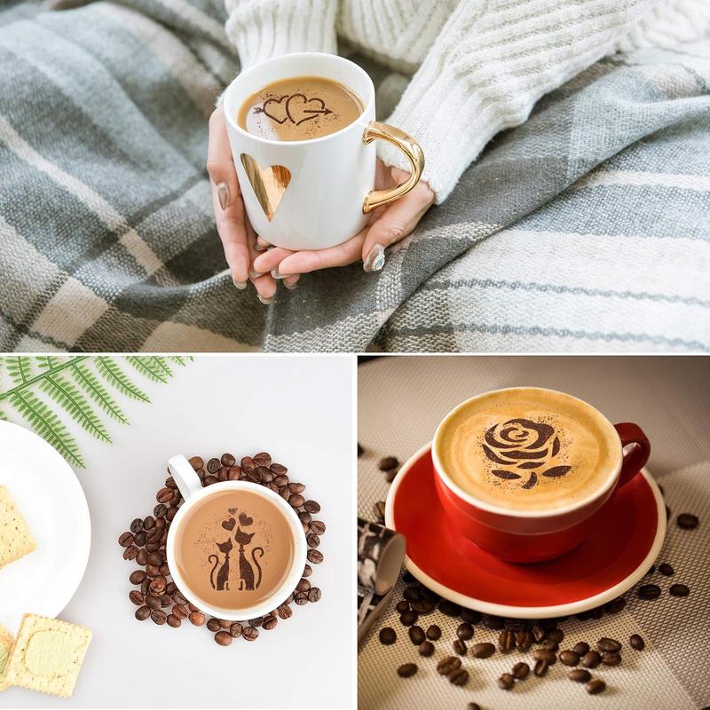 20Pack Valentine's Day Cake Stencil Templates Decoration, Reusable Valentine's Day Cake Cookies Baking Painting Mold Tools, Dessert, Coffee Decorating Molds Cappuccino Mousse Hot Chocolate