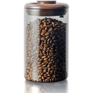 Coffee Canister for Ground Coffee 13 oz Borosilicate Air Tight Coffee Bean Container with Pop Lid CO₂ Releasing Valve Anti-UV