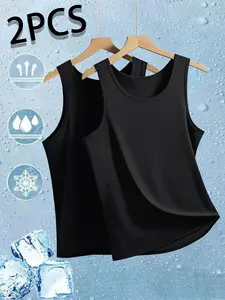 Men’s sleeveless sports tank top, 2-pack; stylish outdoor fitness quick-dry summer T-shirt; men’s tank top; men’s top