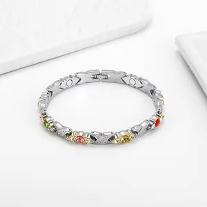 Adjustable Magnetic Bracelet for Women – Colorful Rhinestone Fashion Jewelry, Trendy Elegant Wrist Bracelet Gift for Birthday, Party, Anniversary & Daily Outfit