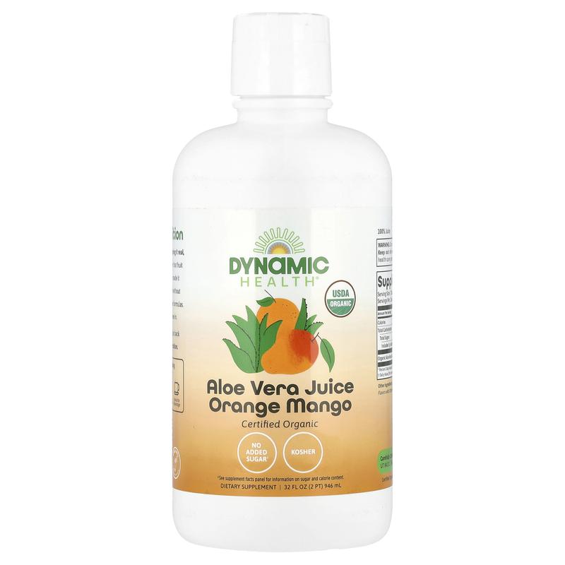 Dynamic Health Aloe Vera Juice, Orange Mango, 32 fl oz (946 ml)