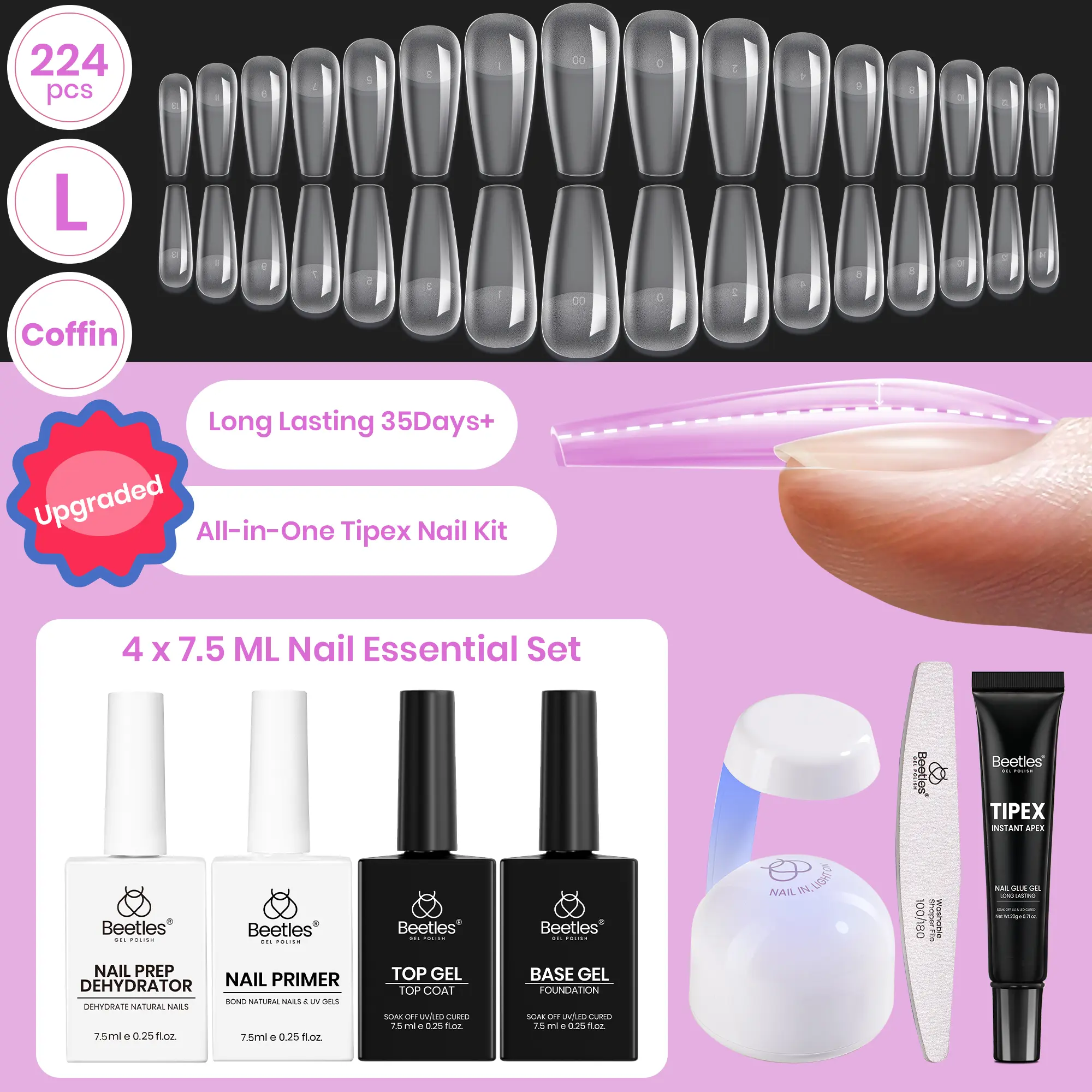 Long Coffin 【Kit】16 Sizes-224 Pcs