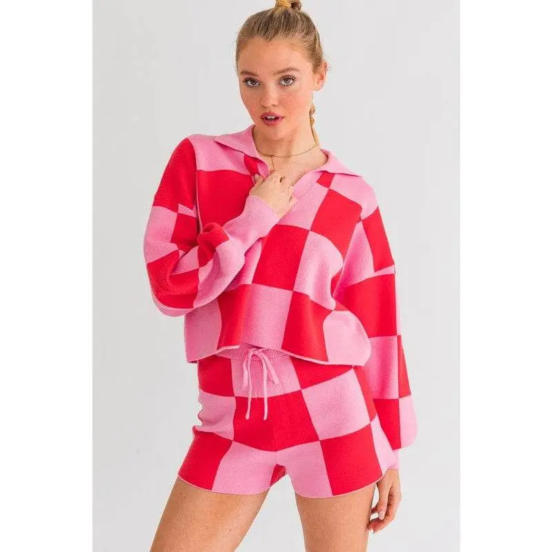 Checkered Sweater Pullover