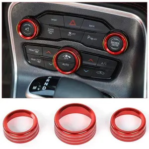 Air Conditioner Switch CD Button Knob for Dodge Challenger 2015-2024 Charger Chrysler 300 300s 2015-2019, for Ram 2013-2018 (Aluminum Alloy Red)