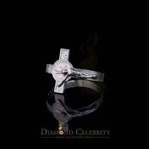 DiamondCelebritees Benito White 925 Sterling Silver St Benedict Religious Cross Women's Ring SZ 9.5