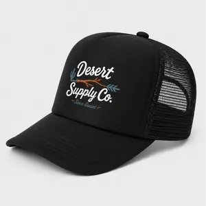 Desert Supply Co. Adjustable Snapback Black Baseball Hat - Dad Trucker Style, Woven Sun Protection Cap for Travel, Beach Vacations