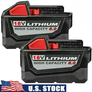 High efficiency 2 PACK 8.0 AH For Milwaukee for M18 Lithium Extended Capacity Battery 48-11-18