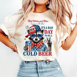 Funny Raccoon USA Cold Beer Shirt, Patriotic 4th of July Party Tee, Red White Blue Outfit, Summer BBQ Drinking T-shirt Comfort Colors.