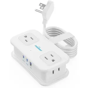 Cruise Essentials,  4 Ft Travel Power Strip with 4 Outlets and 3 USB Ports (2 USB C), Non Surge Protector for Cruise Ship, Travel Essentials,  Office, ETL Listed, White