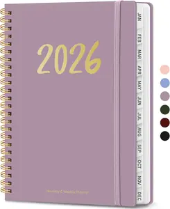 2026 Planner - Weekly and Monthly Planner, January 2026 to December 2026, Spiral Bound 2026 Calendar Planner Book, Inner Pocket, Perfect for Office Home School Supplies - A5 (6.3" x 8.5"), Purple