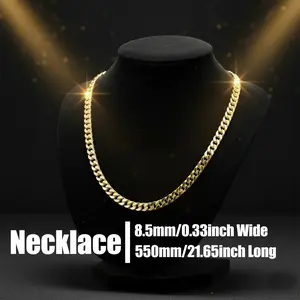 14K Real Gold-Plated Cuban, – Upgraded Craft, Faceted Cut,Tarnish-Free – 555mm (22") Length, 8mm (0.31") Width, 2mm Thick, Unisex Hip Hop Jewelry, Anti-Tarnish Finish & Brilliant Shine