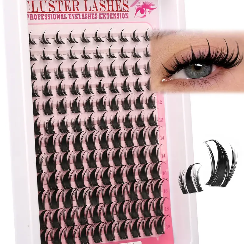 Anime Fairy Eyelash Clusters, High-Quality Salon-Grade Invisible-Band Natural Long 8–18 mm DIY Clear-Strip Doll Lashes, Fake Eyelashes Clusters