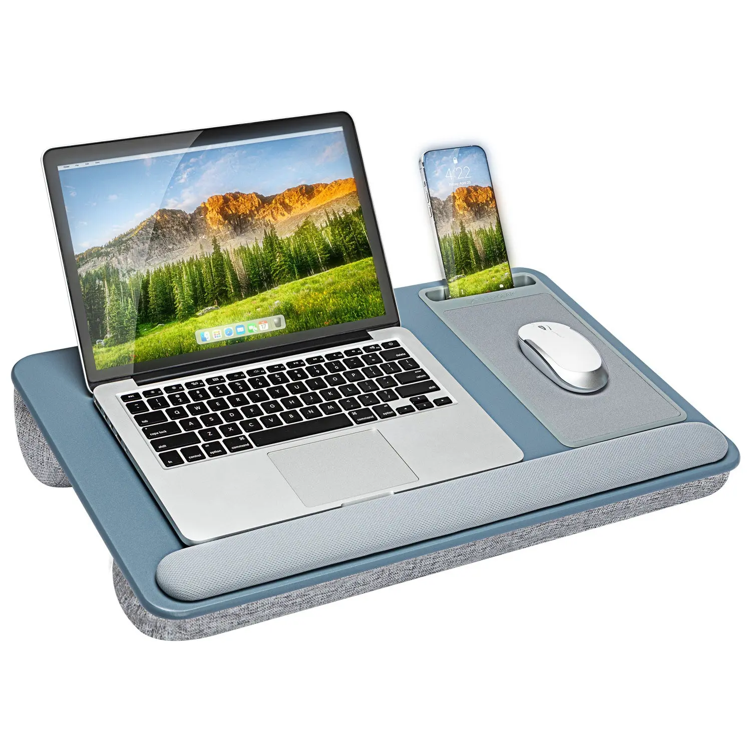 LapGear Home Office Pro Folding Lap Desk for Adults - Built-in Mousepad, Reinforced Handle, 21.1 in x 14.1 in x 2.6 in Foam Dual-Bolster Cushion - for Commercial & Personal Office Use