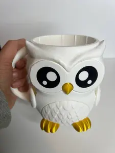 Cute Owl Pint Ice Cream & Spoon Holder – 3D Printed Dessert Cup with Built-In Spoon Slots | Reusable Pint Holder