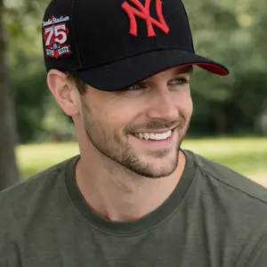 Classic Black and Red Snapback Cap – Adjustable Flat Bill Hat with Raised Letter Logo, Durable Cotton Streetwear for Men & Women