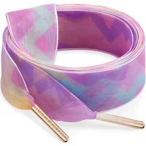 Print Organza Shoe Laces: 2 Pairs 2.5CM Wide  Snow Yarn Shoelaces with Metal Tips