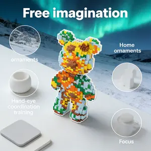 Sunflower Bear Series Creative Building Blocks Model, 1451pcs, Original Authentic, New 2026 Size, Gift Idea, DIY Craft Decor