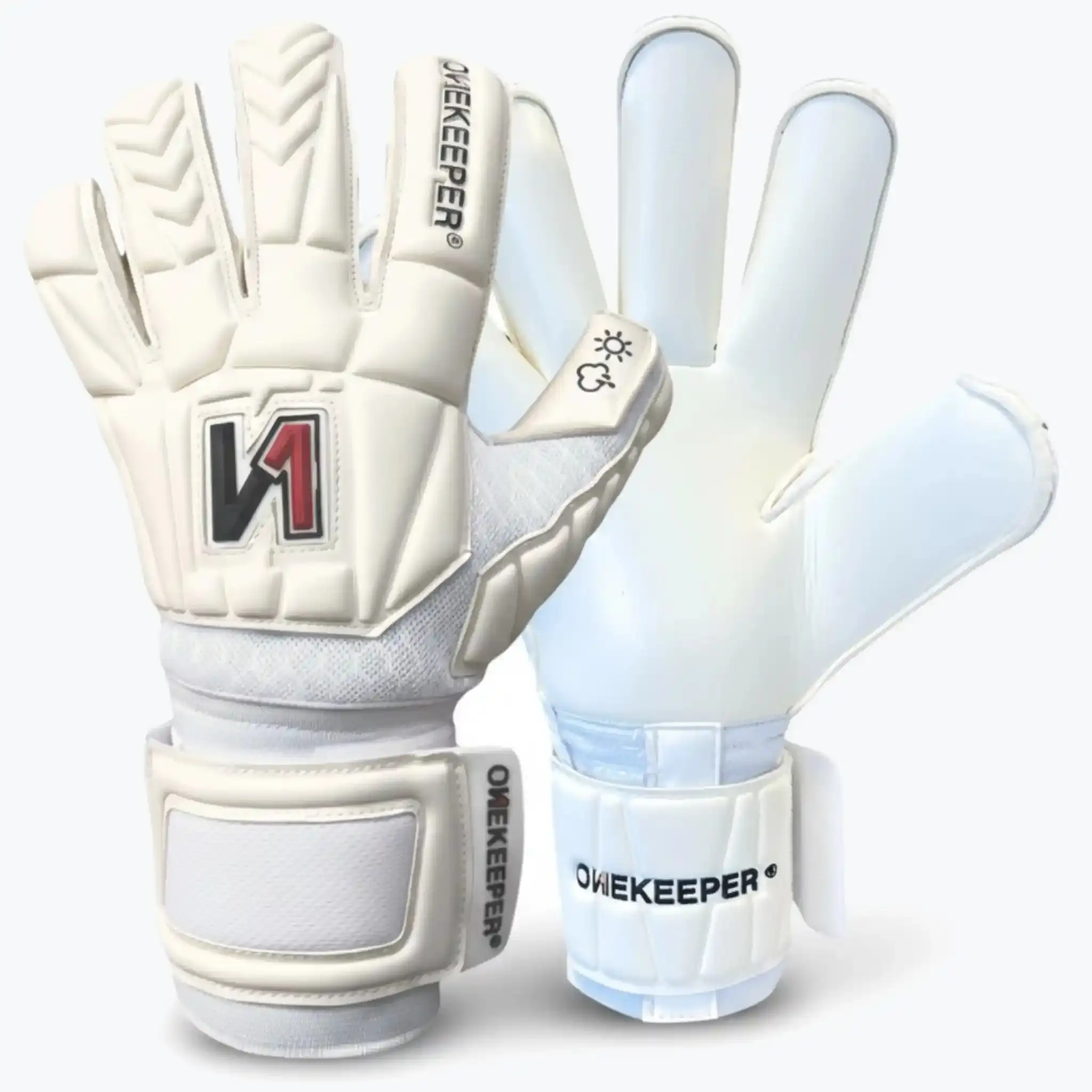 ONEKEEPER Retro Rollfinger Goalkeeper Gloves Classic Design with German Contact Latex & Adjustable Wrist Strap for Superior Grip and Comfort