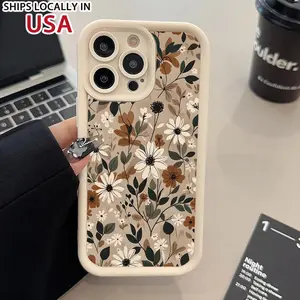 Compatible with iPhone 16 E 15 Pro Max Plus 14 13 12 11 X XR Flower Design Pattern Rugged Durable Shockproof Anti-Scratch Soft Silicone Cellphone Case Gift For Girls and Women