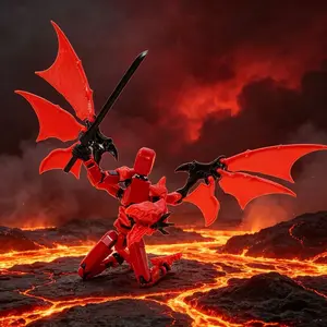 Dragon Warrior Arrives! Multi-Jointed Action Figure with Wings and Dragon Claws, Dark Theme Desktop Collectible, Customizable Battle Pose