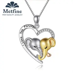 Fashion Europe and the United States summer collarbone chain pendant necklace female Mother's Day love-shaped elephant jewelry accessories