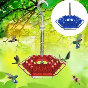 Hanging Hexagonal Hummingbird Feeder,  Outdoor Leak-proof Hummingbird Feeder Tray, Easy To Clean and Refill Feeder, Perfect for Yard and Garden Decoration