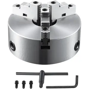 VEVOR 3-Jaw Lathe Chuck, 8'', Self-Centering Lathe Chuck, 0.16-8 in/4-200 mm Clamping Range with T-key Fixing Screws Hexagon Wrench, for Lathe 3D Printer Machining Center Milling Drilling Machine