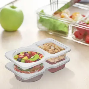 20 double-compartment sauce and snack boxes | Transparent flip-top design | Portable storage to prevent odor transfer