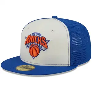 New York Knicks Fitted Hat, Cream Blue Two-Tone NBA Collab Cap, Premium Basketball Fitted Hat, Streetwear Sports Edition, Limited Team Fan Hat