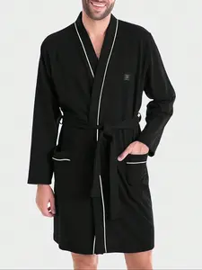 Men's Sleepwear Robe with Belt, Comfortable Home Wear, Soft Fabric Nightgown, Ideal for Relaxing at Home, Stylish Loungewear