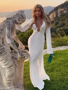 Women's Summer Vacation Sexy Long Sleeve Dress, Perfect for Outdoor, Travel, Holiday, Casual Wear, Casual Chic Fitted, Stylish and Comfortable, Casual Classy Dress